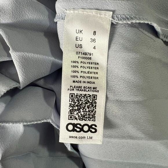 ASOS Maternity Dress Size 4 Light Blue High Low Embroidered Off Shoulder Zip - Picture 10 of 14